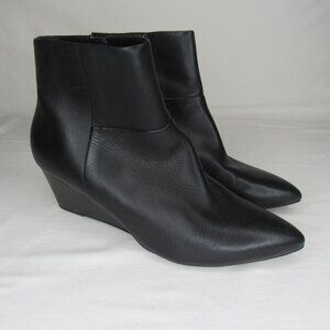 Cole Haan Black Leather Ankle Boot Wedge Heel Women's 9